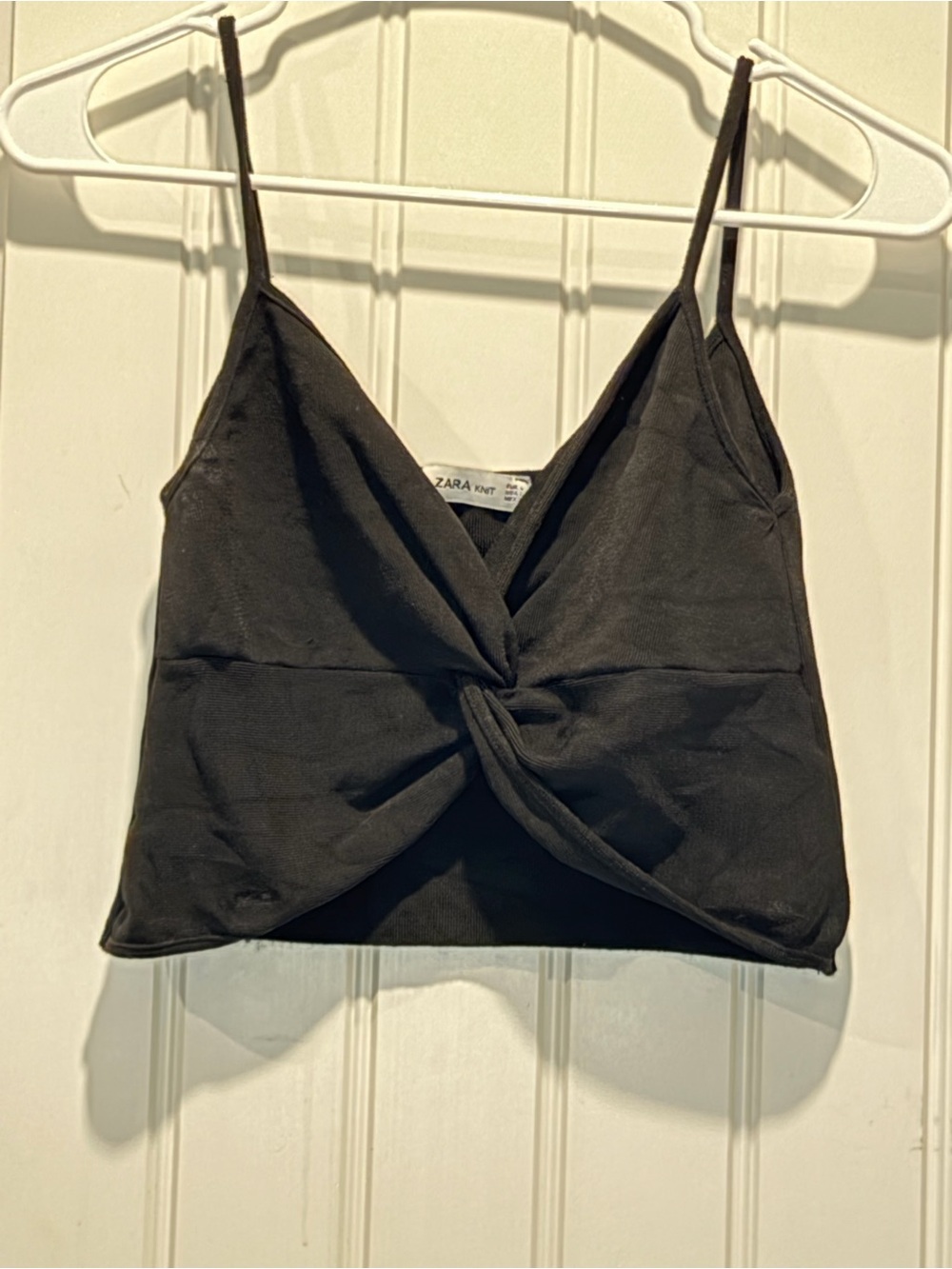 Zara Black Twist-Knot Spaghetti Strap Crop Top